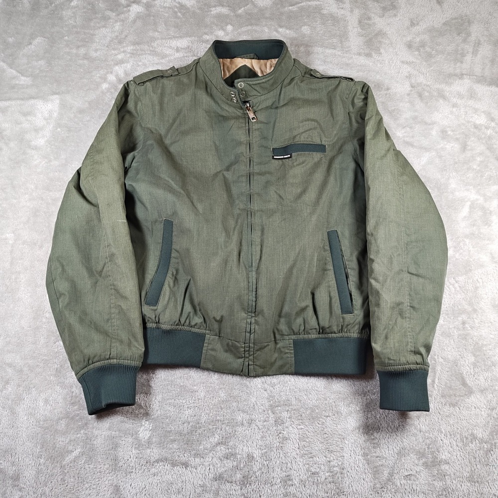 Vintage Members Only Jacket Mens Medium Green Bomber Racing Full Zip Retro Lined